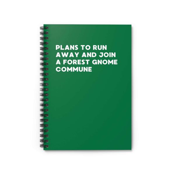 Forest Gnome Commune spiral notebook, perfect for planning whimsical escapes into nature.