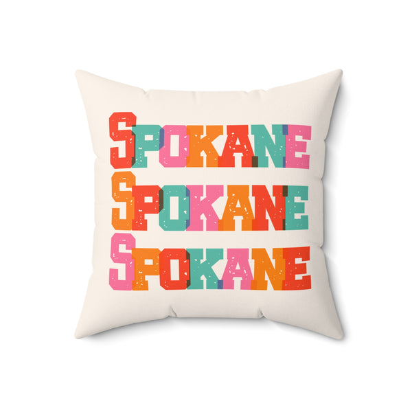 Bold and Bright Spokane Trio Colorful Square Accent Pillow