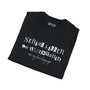 Black softstyle t-shirt with text "Serial Killer Documentaries Are My Love Language" displayed prominently.