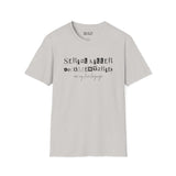 Light gray softstyle t-shirt featuring 'Serial Killer Documentaries Are My Love Language' graphic design.