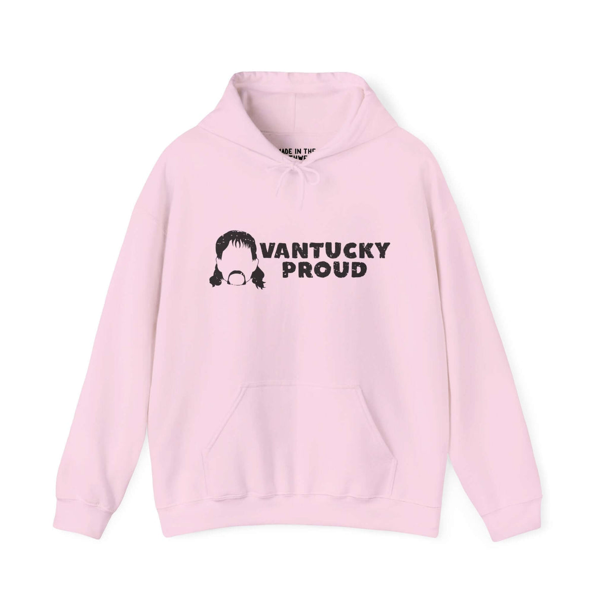 Pink Vantucky Proud hoodie featuring Rusty McCoy design, symbolizing resilience and quiet strength.