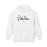 Dead Serious About Pickleball hoodie featuring a graphic of a skull-decorated paddle and pickleball.