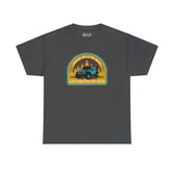 Dark gray athletic tee with Jeep design on forest background and 