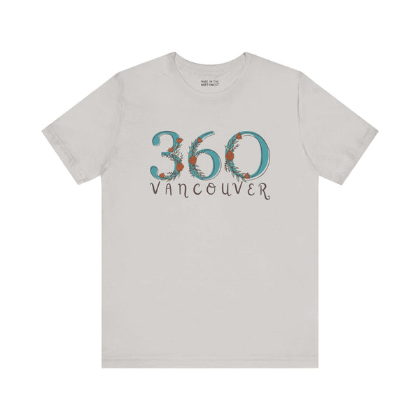 Women's 360 Floral Area Code Tee showcasing Pacific Northwest pride with elegant nature-inspired design for casual and stylish wear.