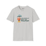 Gray t-shirt featuring a gnome with an umbrella and the text 'People in Spokane Don't Tan, They Rust'