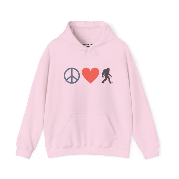 Peace, Love, and Bigfoot Cozy Hoodie