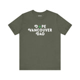 Dope Vancouver Dad Premium Soft Tee featuring playful marijuana leaf in the logo, ideal for cool dads in Vancouver.