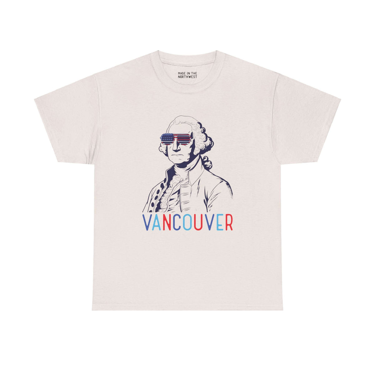 "George Vancouver Athletic Tee with USA Sunglasses, Patriotic Vancouver Design, Perfect for Fourth of July Celebrations"