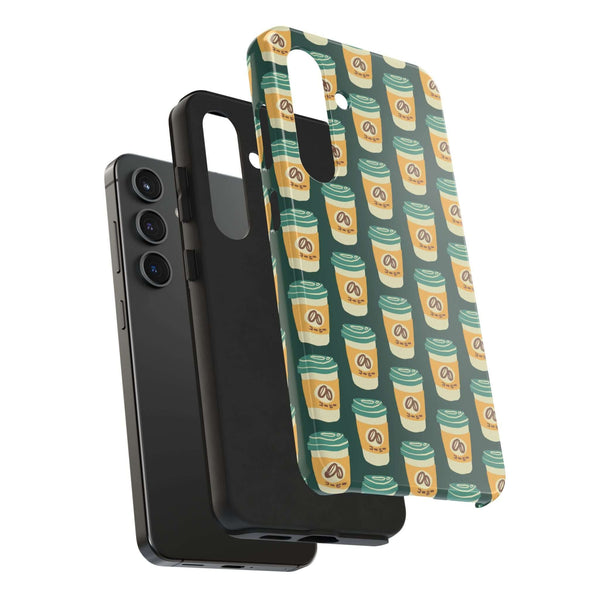 East Meets Roast tough phone case featuring an Asian-inspired coffee cup design, blending style and coffee love.