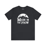 Made in the PNW T shirt with a distressed mountain graphic on a black tee.