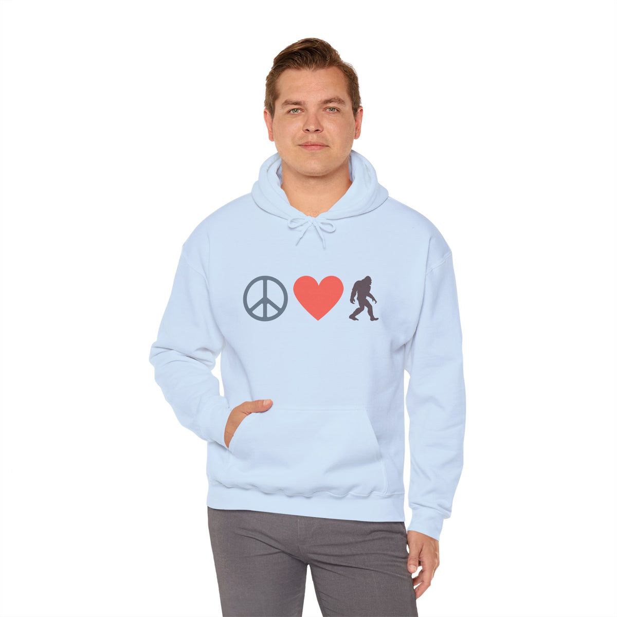 Peace, Love, and Bigfoot Cozy Hoodie