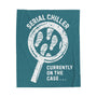 Serial Chiller True Crime Lightweight Cozy Blanket featuring a magnifying glass and footprints design.