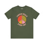 Choose Peace Every Day premium soft tee with colorful peace symbol design on olive green fabric.