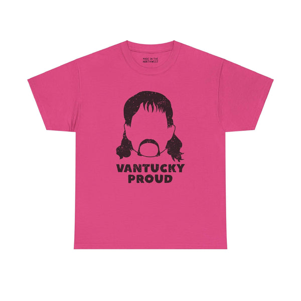 "Vantucky Proud Rusty McCoy Athletic Tee in pink with bold graphic design"