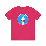 Bigfoot's Pride Parade soft tee in pink with a whimsical rainbow tutu design celebrating Pride.