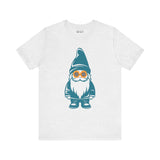 Teal gnome in daisy sunglasses on a soft tee, perfect for whimsical PNW-inspired fashion.