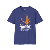 Bong Jour Softstyle T-Shirt featuring playful bong and lighter design, perfect for cannabis lovers and good vibes.