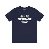 Dope Spokane Dad soft tee with marijuana leaf in place of 