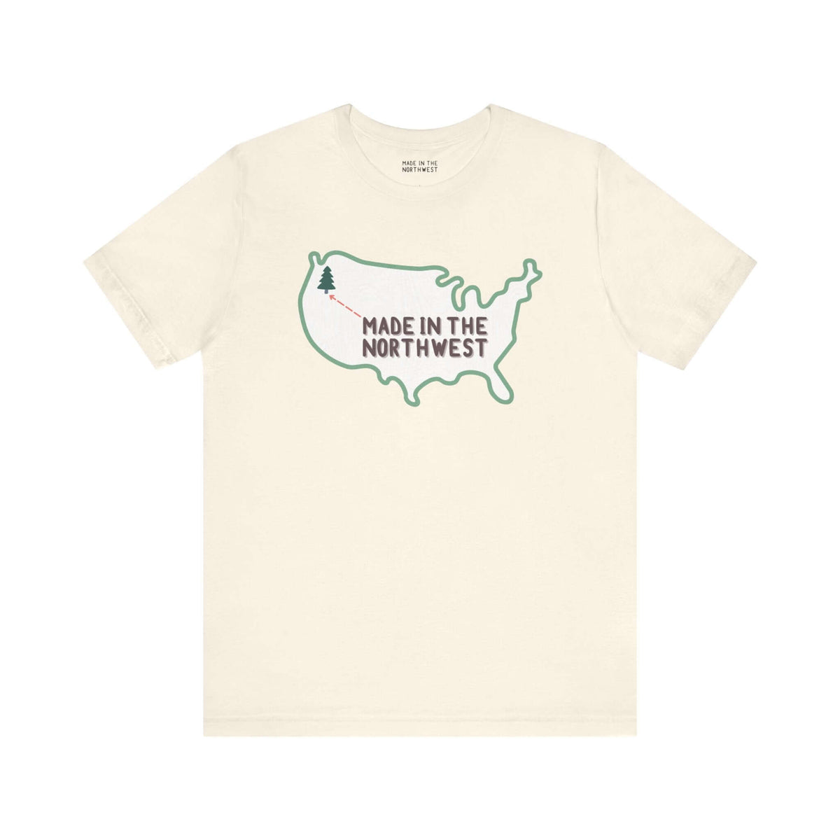 Evergreen is Where it's At Soft Tee Show your love for the Pacific Northwest with our exclusive "Evergreen is Where it's At" tee. This design features the woodgrain United States with a tree marking the PNW location, highlighted by an arrow and the phrase