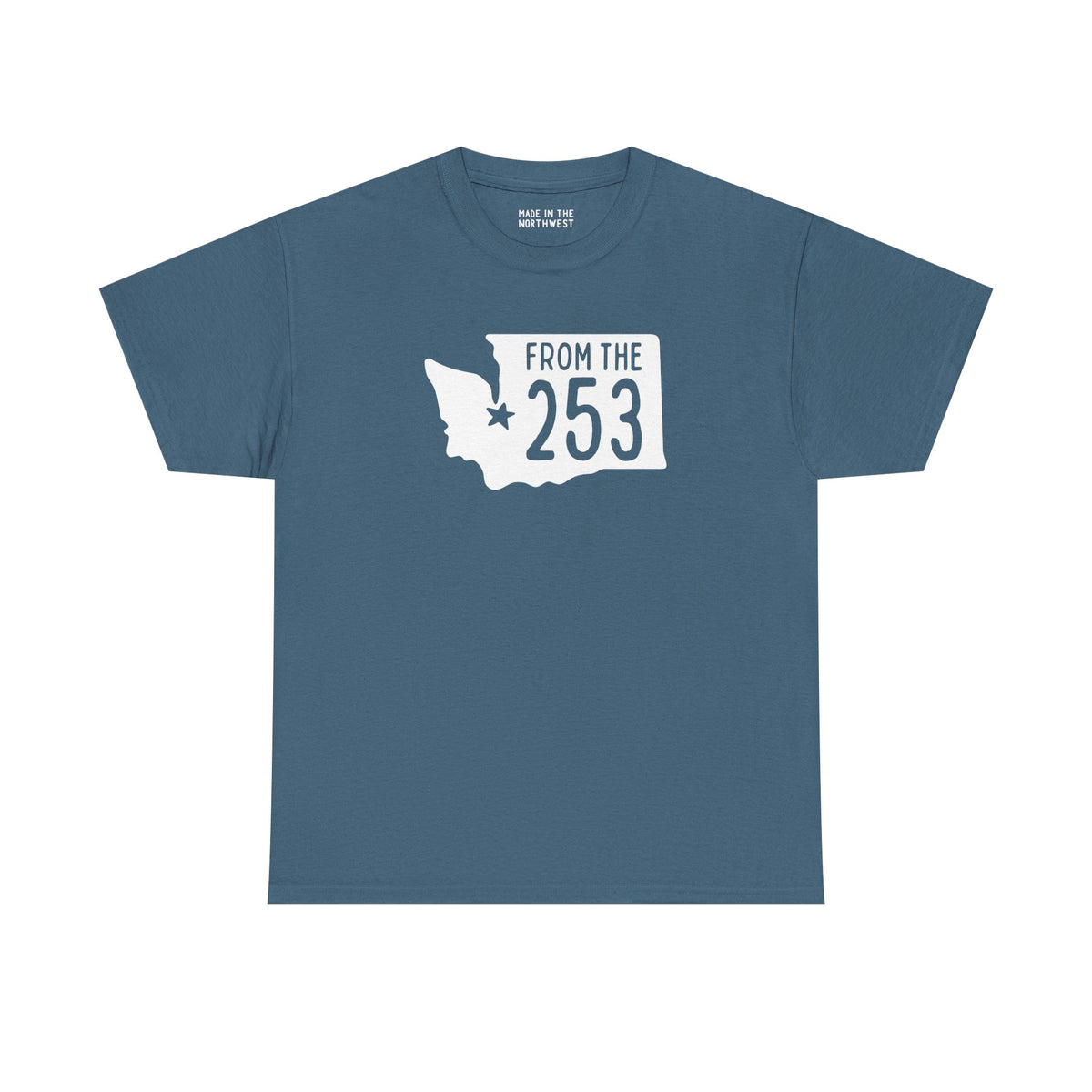 From the 253 Washington State Athletic Tee featuring a star on Tacoma and state outline design.