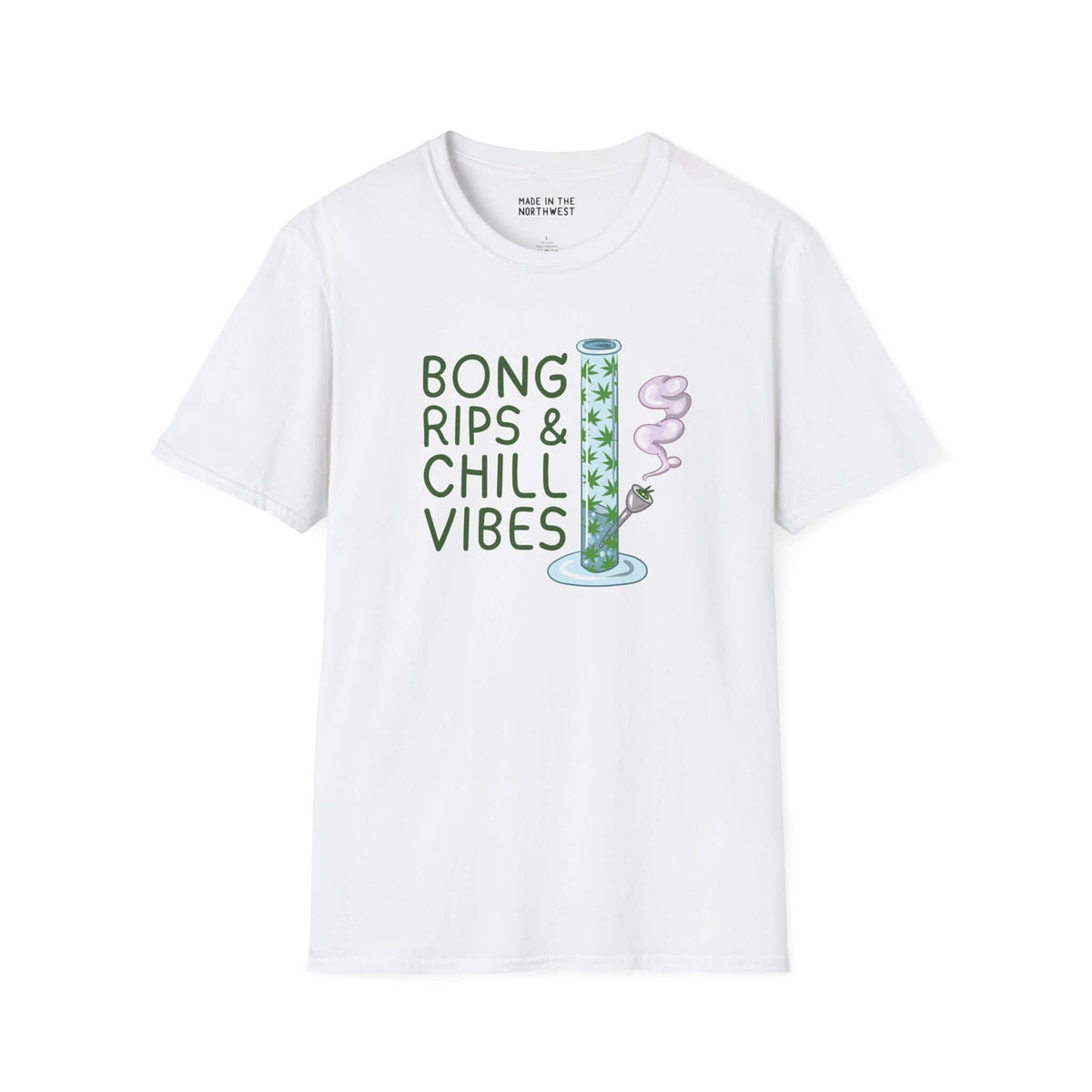 Bong Rips & Chill Vibes softstyle t-shirt, perfect for relaxed days and good vibes.