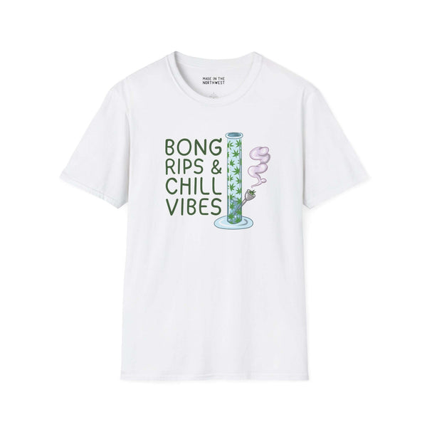 Bong Rips & Chill Vibes softstyle t-shirt, perfect for relaxed days and good vibes.