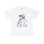 White Seattle athletic tee featuring George Washington in USA shades for Independence Day celebrations.