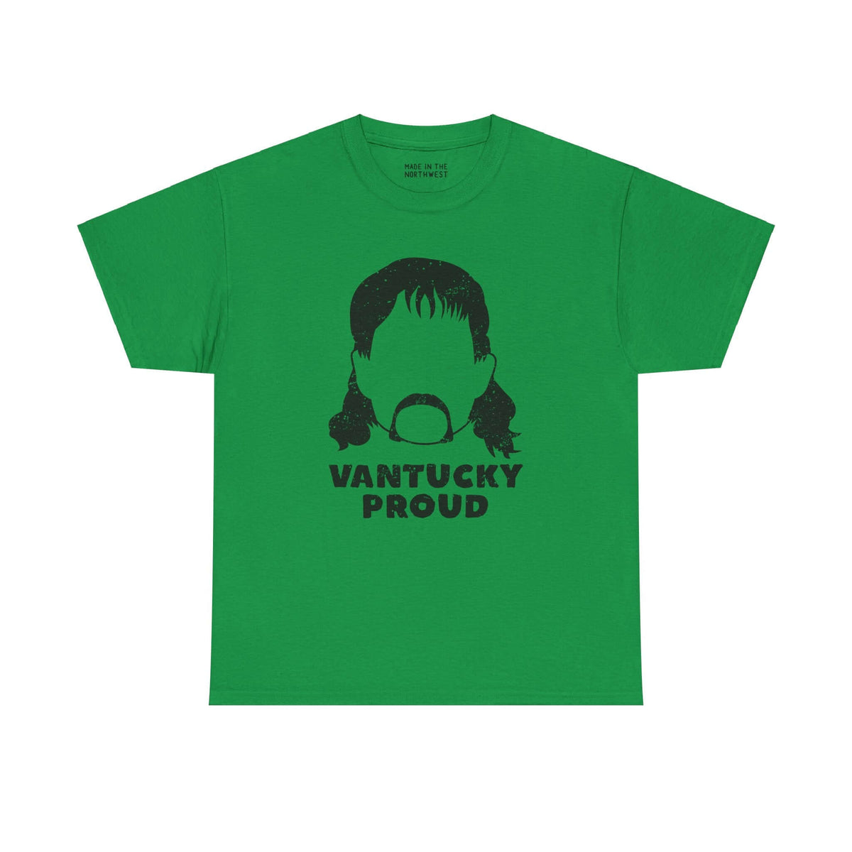 Green "Vantucky Proud" Rusty McCoy Athletic Tee featuring bold graphic design representing resilience and pride.