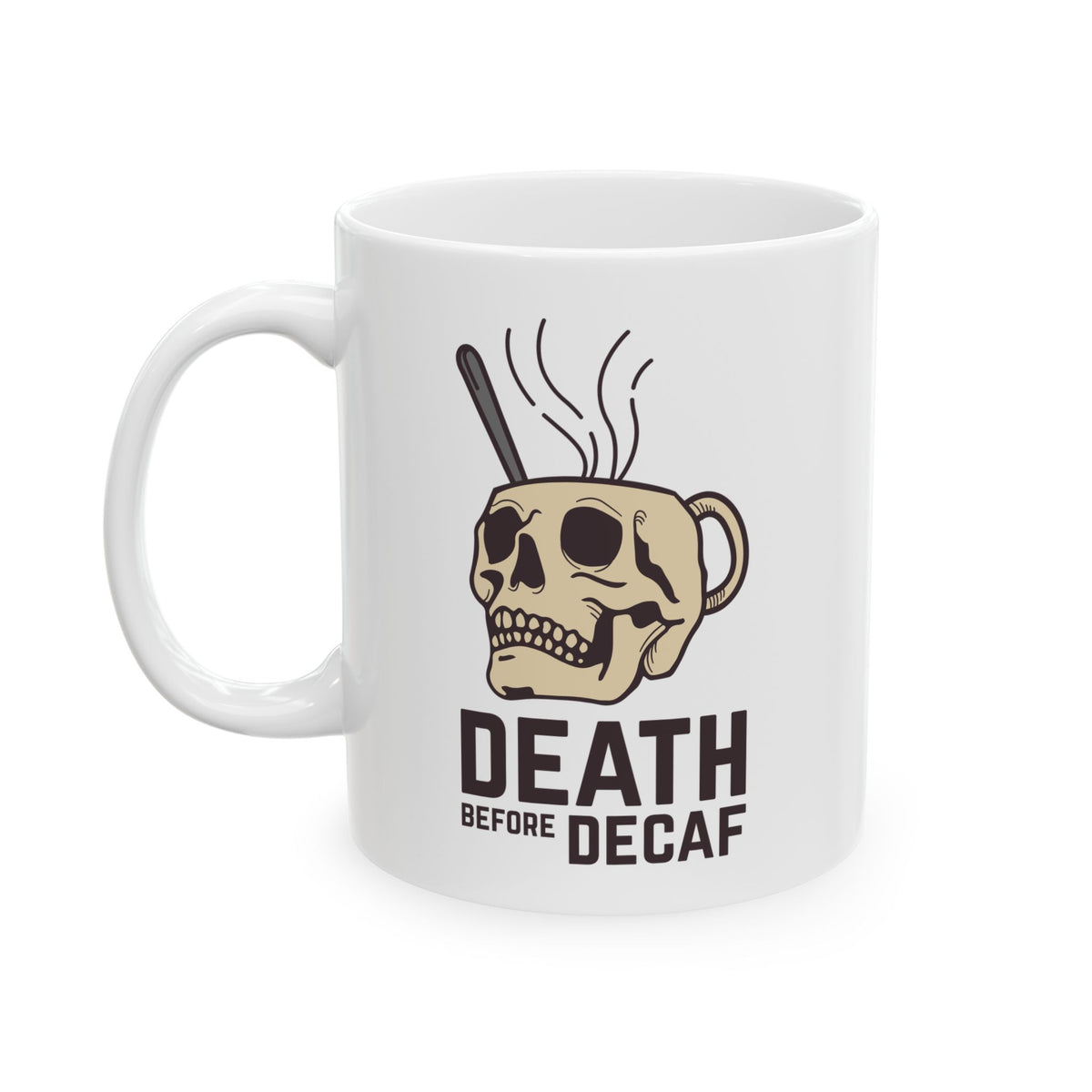 Death Before Decaf Skull Ceramic Coffee Mug