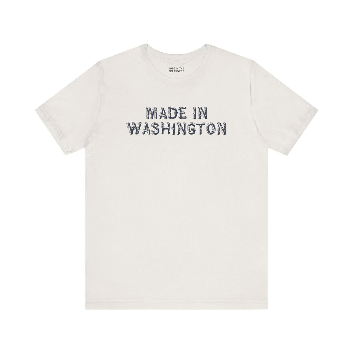 Made in Washington log font premium soft tee, celebrating Pacific Northwest roots and style.
