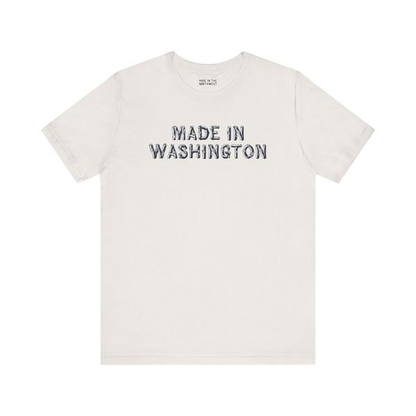 Made in Washington log font premium soft tee, celebrating Pacific Northwest roots and style.