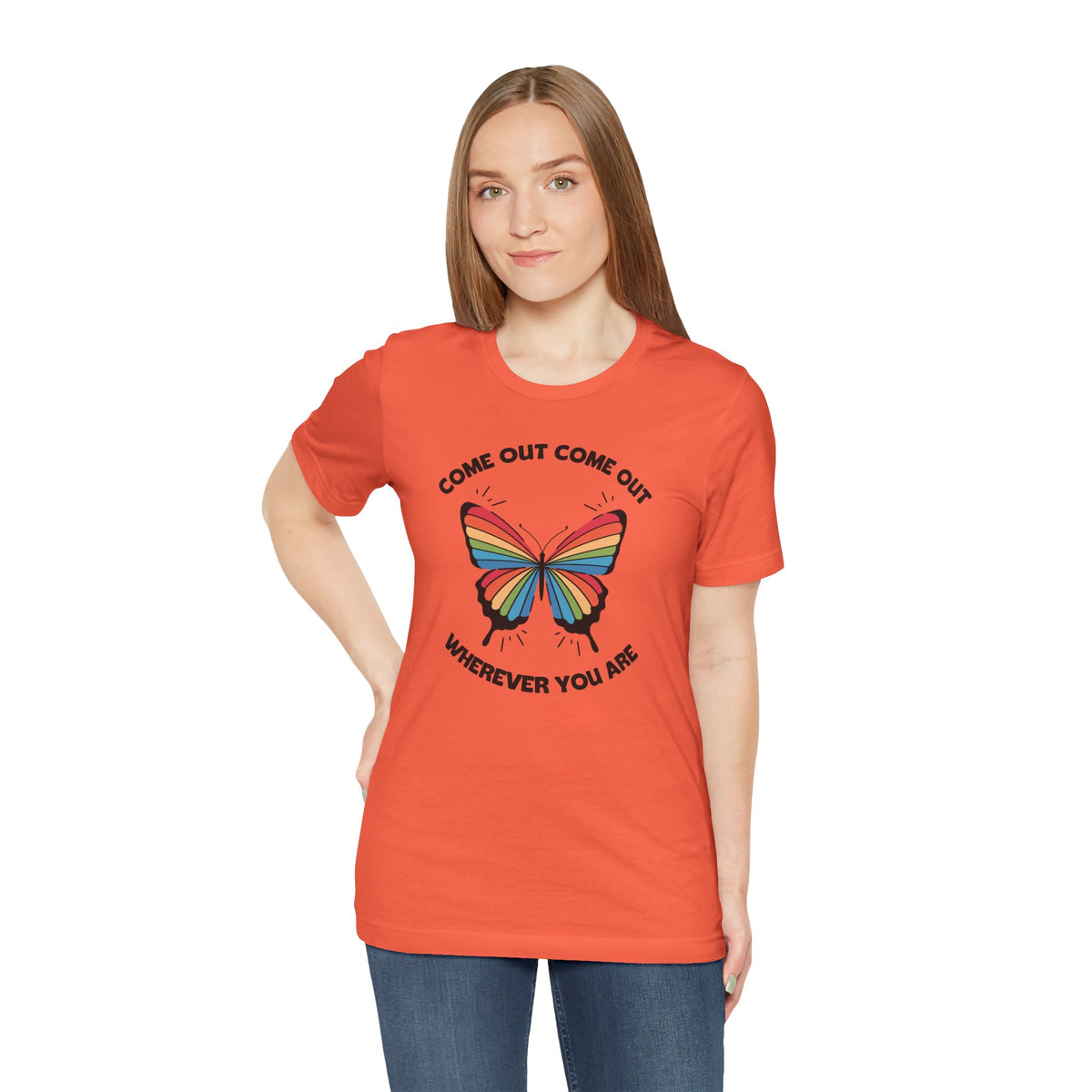Come Out Wherever You Are Pride Butterfly Premium Soft Tee
