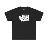 Black From the 253 Washington State Athletic Tee featuring state shape and star on Tacoma.