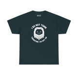 I Do Not Think Sasquatch athletic tee with playful Bigfoot graphic and text, perfect for cryptid lovers and humorous style.