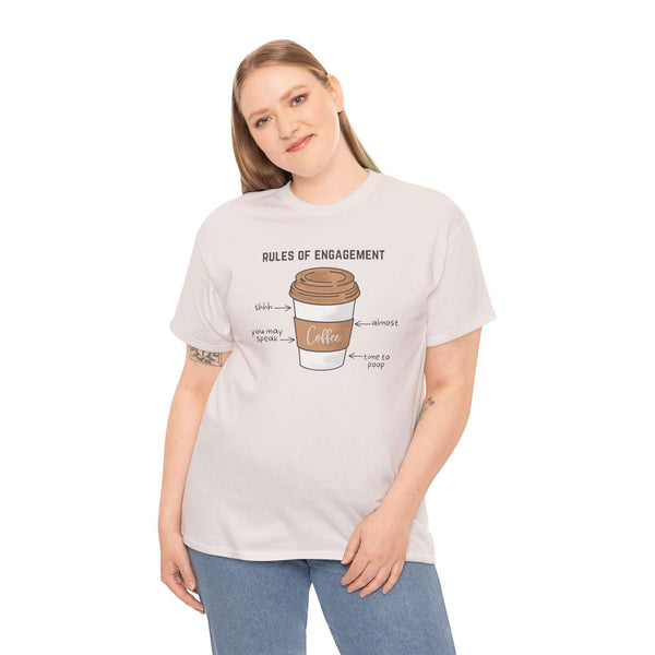 Rules of Engagement Coffee Edition Athletic Tee with coffee cup graphic, perfect for coffee lovers and morning rituals.