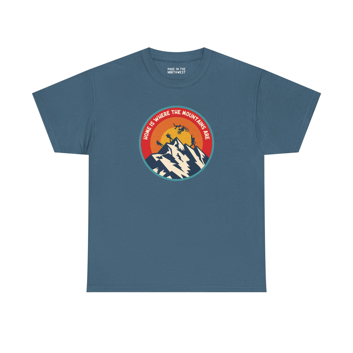 Home is Where the Mountains Are Athletic Tee featuring colorful mountain design, perfect for outdoor adventurers.