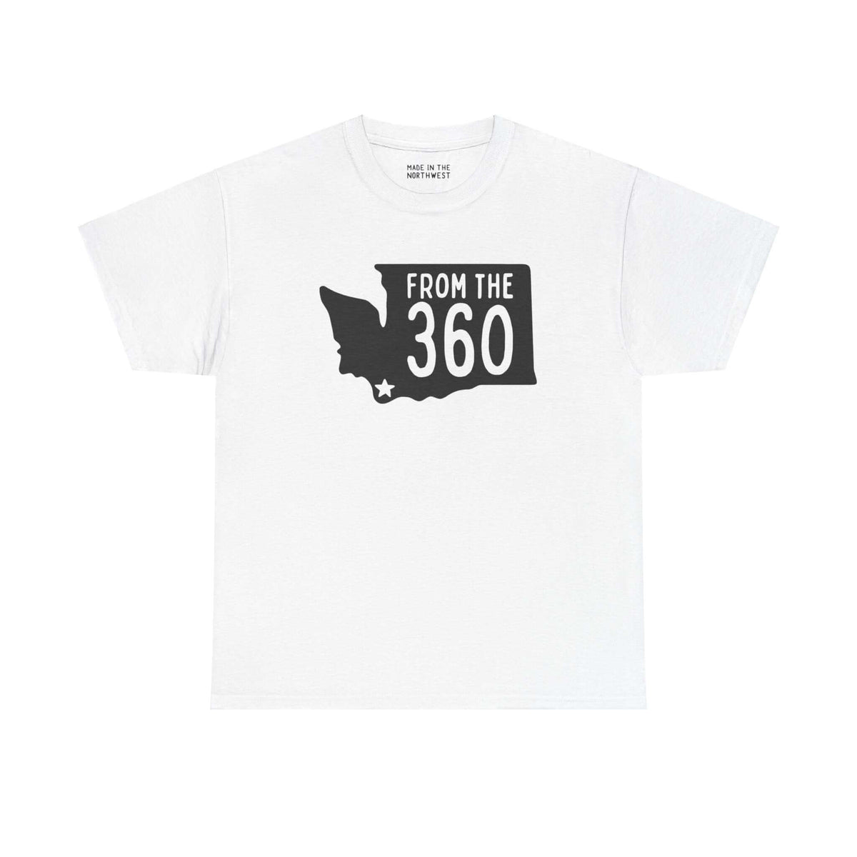 "From the 360 Athletic Tee with Washington state silhouette and Vancouver star, showcasing local pride and hometown style."