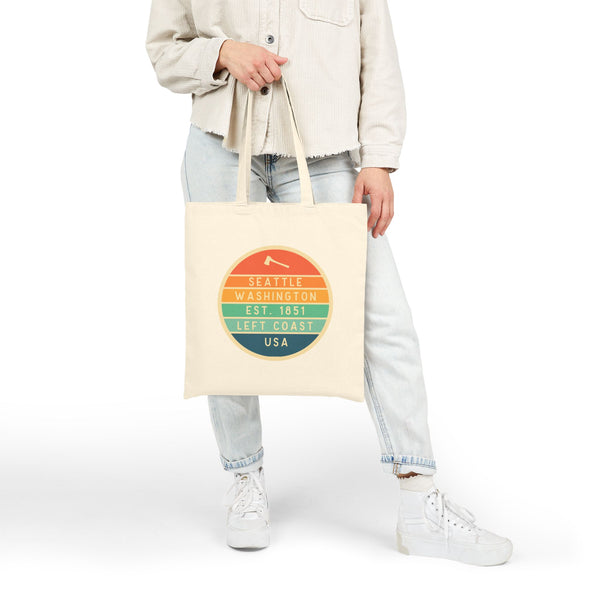 Left Coast Retro Seattle Cotton Canvas Tote Bag
