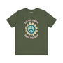 Do No Harm, Take No Sh!t Premium Soft Tee with peace flower design, promoting kindness and strength.