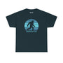 Squatchin' Ain't Easy athletic tee featuring Bigfoot silhouette and playful design on navy background.