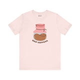Funny coffee graphic tee with text 'Drip Happens' and cute pour-over design for coffee lovers.