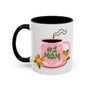 Number One Mom Mug with cheerful floral design and steaming coffee, perfect for celebrating mothers.