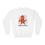 Kids cozy sweatshirt featuring playful Bigfoot design with text "I Brake for Bigfoot" for young adventurers.