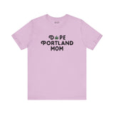 Dope Portland Mom premium soft tee in lavender with marijuana leaf logo, perfect for cool, laid-back moms.