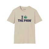 I Marijuana the PNW T Shirt featuring bold marijuana leaf graphic on a soft beige cotton tee.