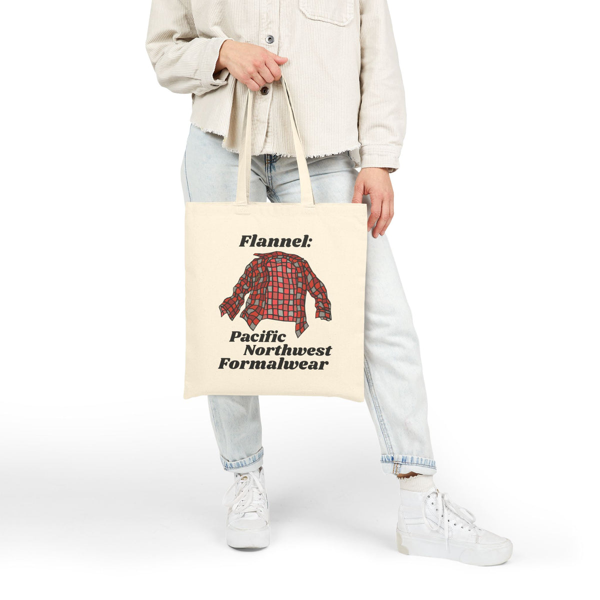 Flannel is PNW Formalwear Cotton Canvas Tote Bag