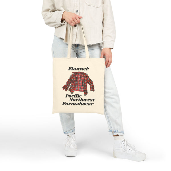Flannel is PNW Formalwear Cotton Canvas Tote Bag