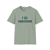 I Marijuana Vancouver T Shirt in a light green color featuring a cannabis leaf graphic.