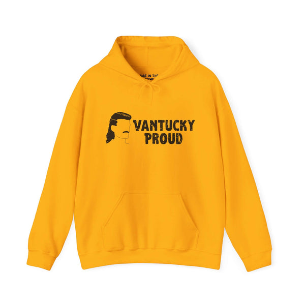 Yellow Vantucky Proud Billy Ray Slammer hoodie with bold graphic design.