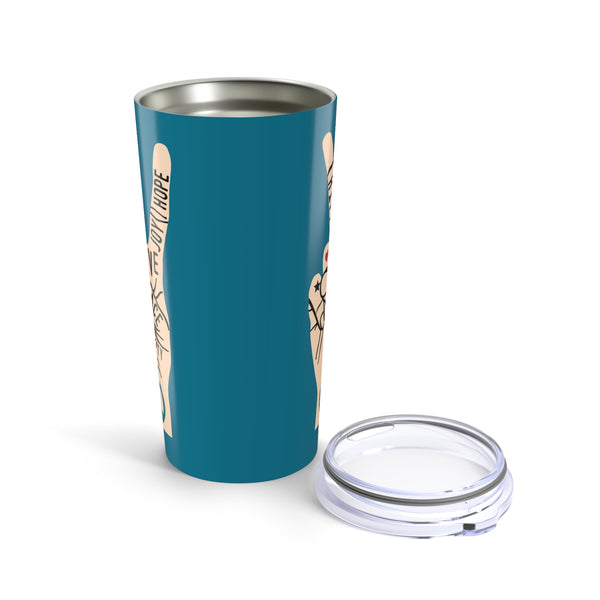 Power in Peace White Hand Stainless Coffee Tumbler 20 oz